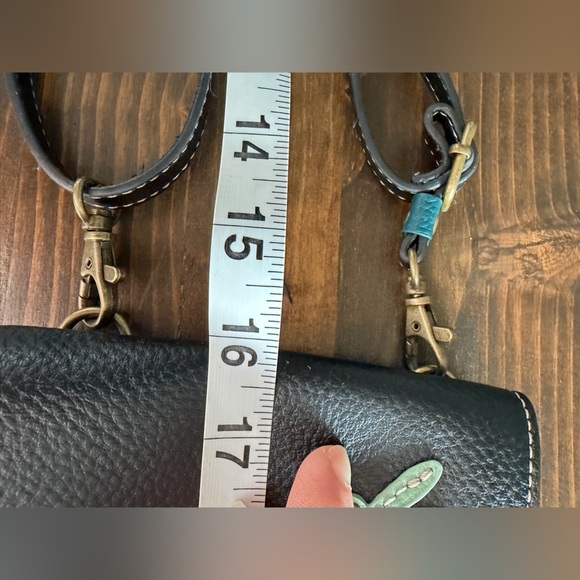 CHALA Faux Leather Embroidered Black and Green Crossbody Bag - Picture 15 of 15